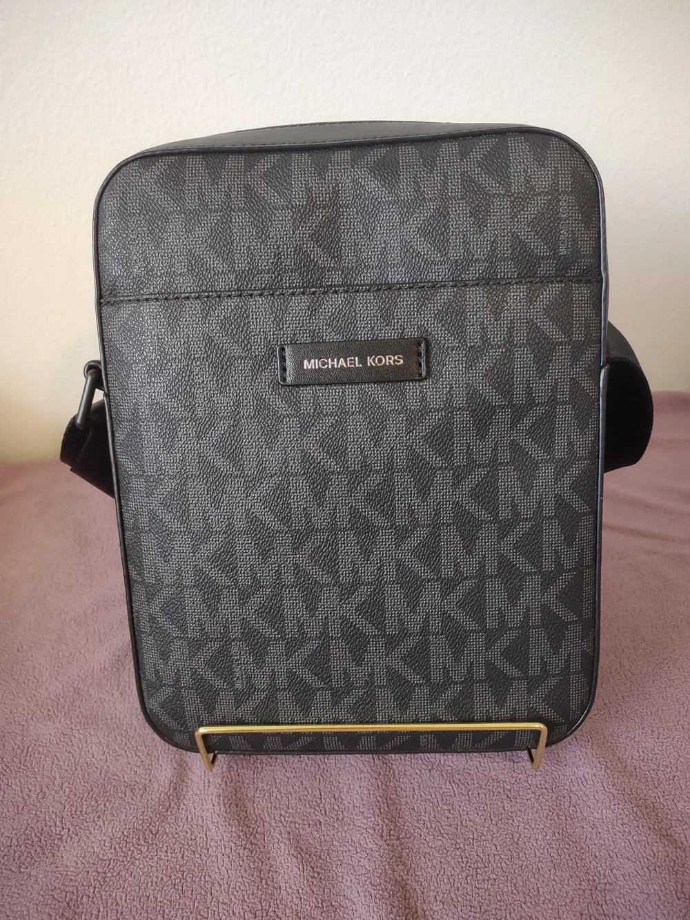 Michael Kors Jet Set Flight Crossbody Bag in classic black signature MK logo